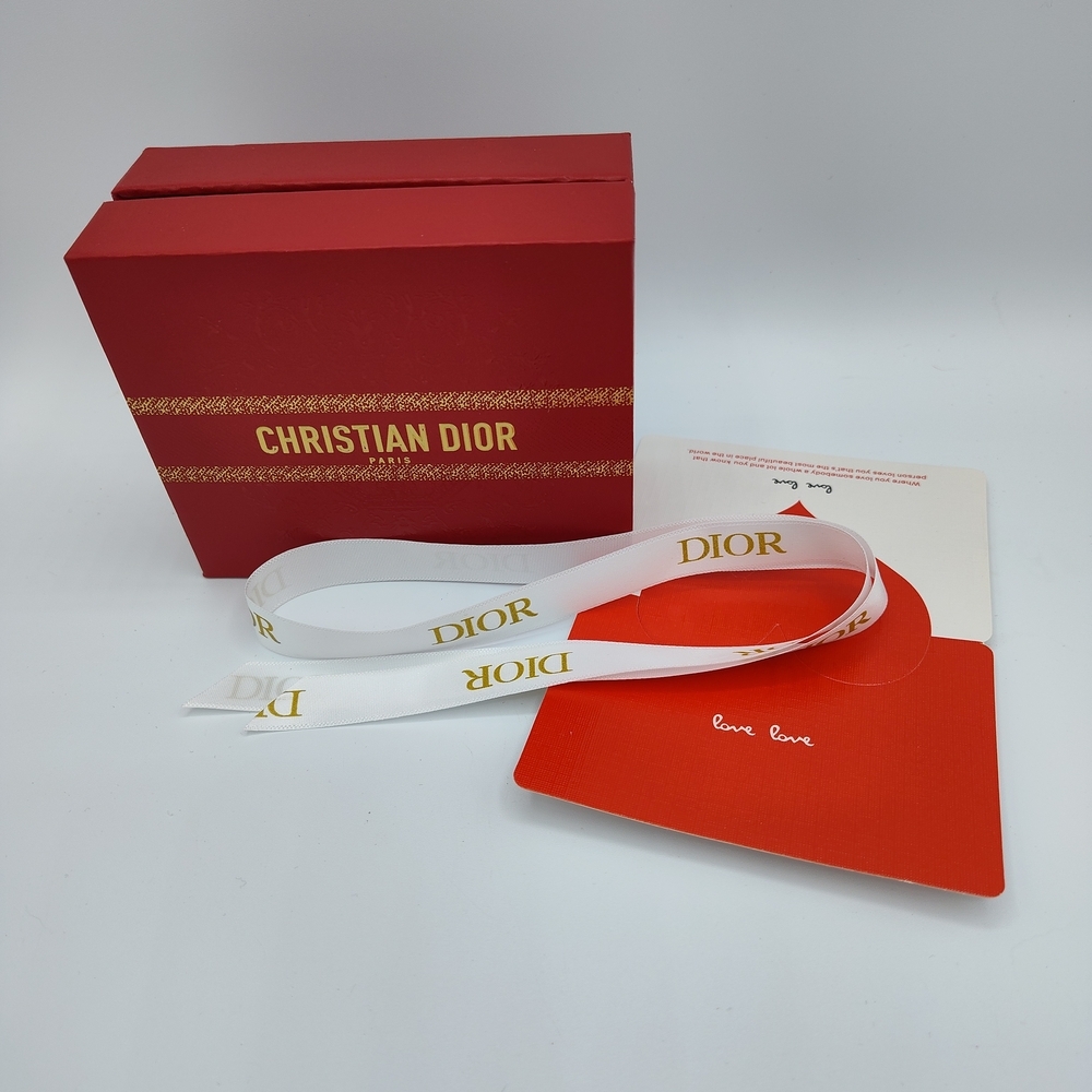 Christian Dior Red Gift Box Ribbon Card Set Authentic Luxury Packaging Storage - Picture 2 of 5